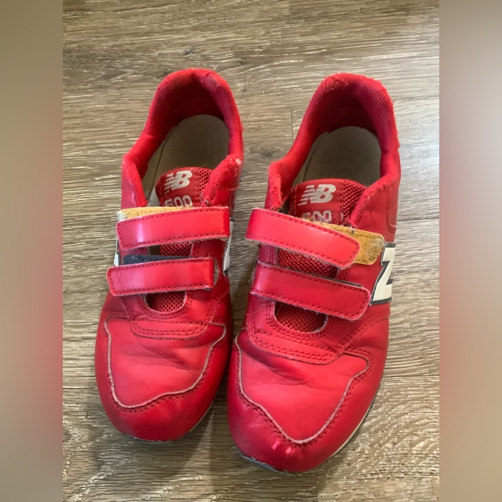 Used New Balance Red Velcro Sneakers Sz 2
